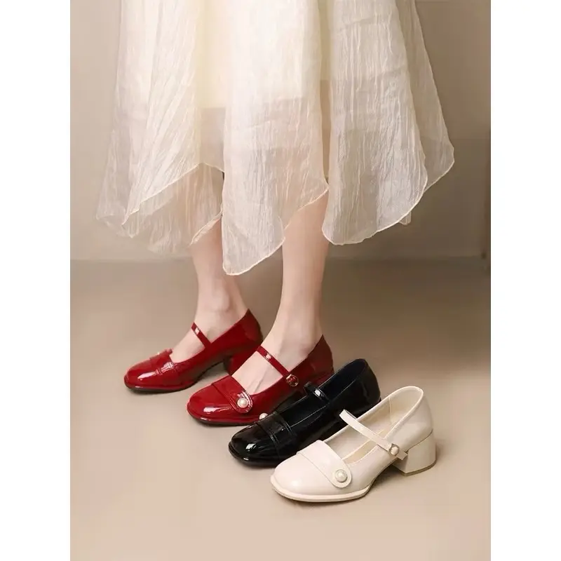 ￼[ SIZE 40-41-42] Giày cao gót da bóng vintage 5cm BIGSIZE 2