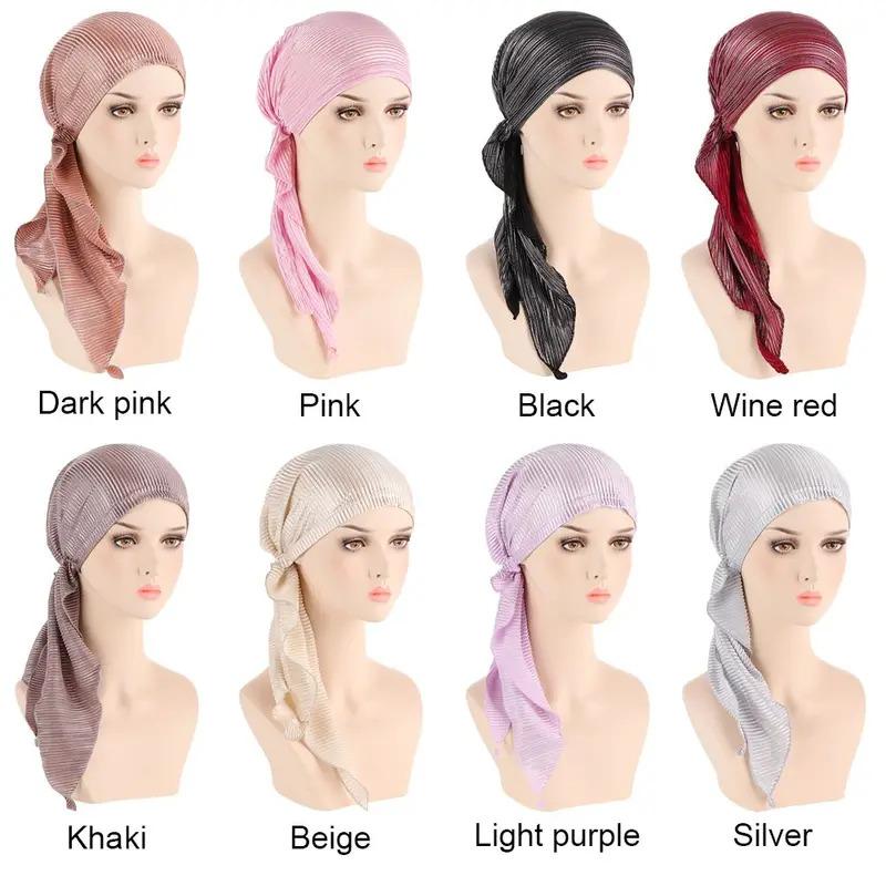 Hair Loss Women Headwrap Headwear Headscarf Beanie Cap Muslim Hijab Pre-Tied Bonnet Cancer Chemo Cap 5