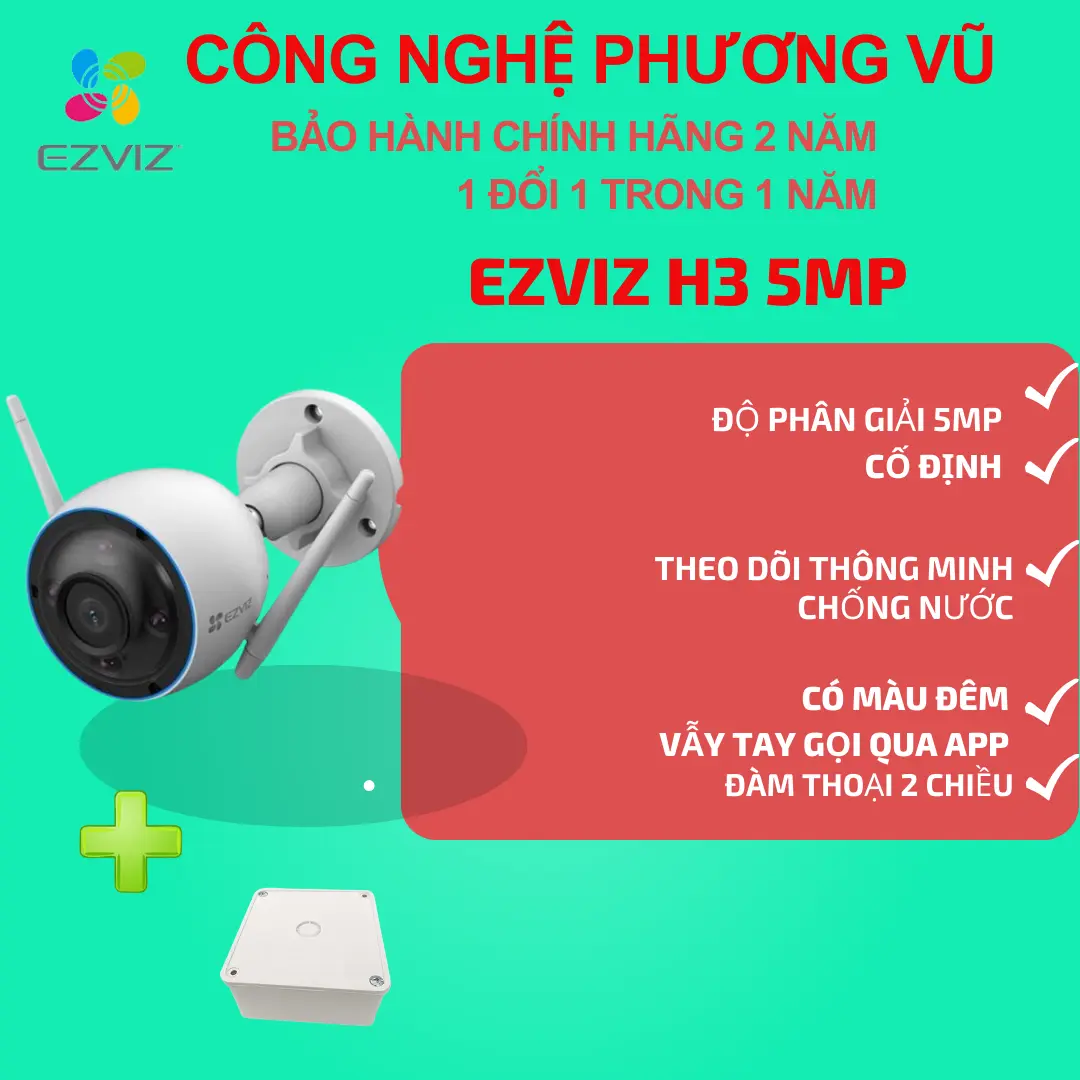 Camera NGOÀI TRỜI thông minh EZVIZ H3- 5mp - GỐC RỘNG