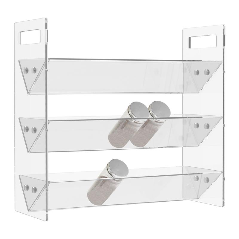 Product Introduction of 3 Tiers Spice Rack Organizer with Handles Acrylic Spice Rack Clear Spice Organizer Detachable Seasoning Rack Cabinet Seasoning Organizer for Countertop Cupboard Pantry 18198 36