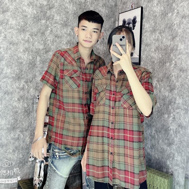 Áo sơ mi kẻ đỏ - Sơmi bbr Nam - Nữ