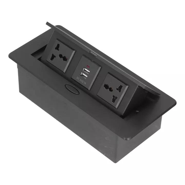 Desktop Socket Table Outlet Socket With USB Charging Pop Up BLACK（Aluminum Alloy Cover） 0