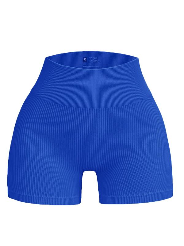 Women's Solid Ribbed High Waist Gym Shorts, Casual Comfy Breathable Seamless Skinny Shorts for Yoga Gym Workout Running, Ladies Sportswear for All Seasons 4