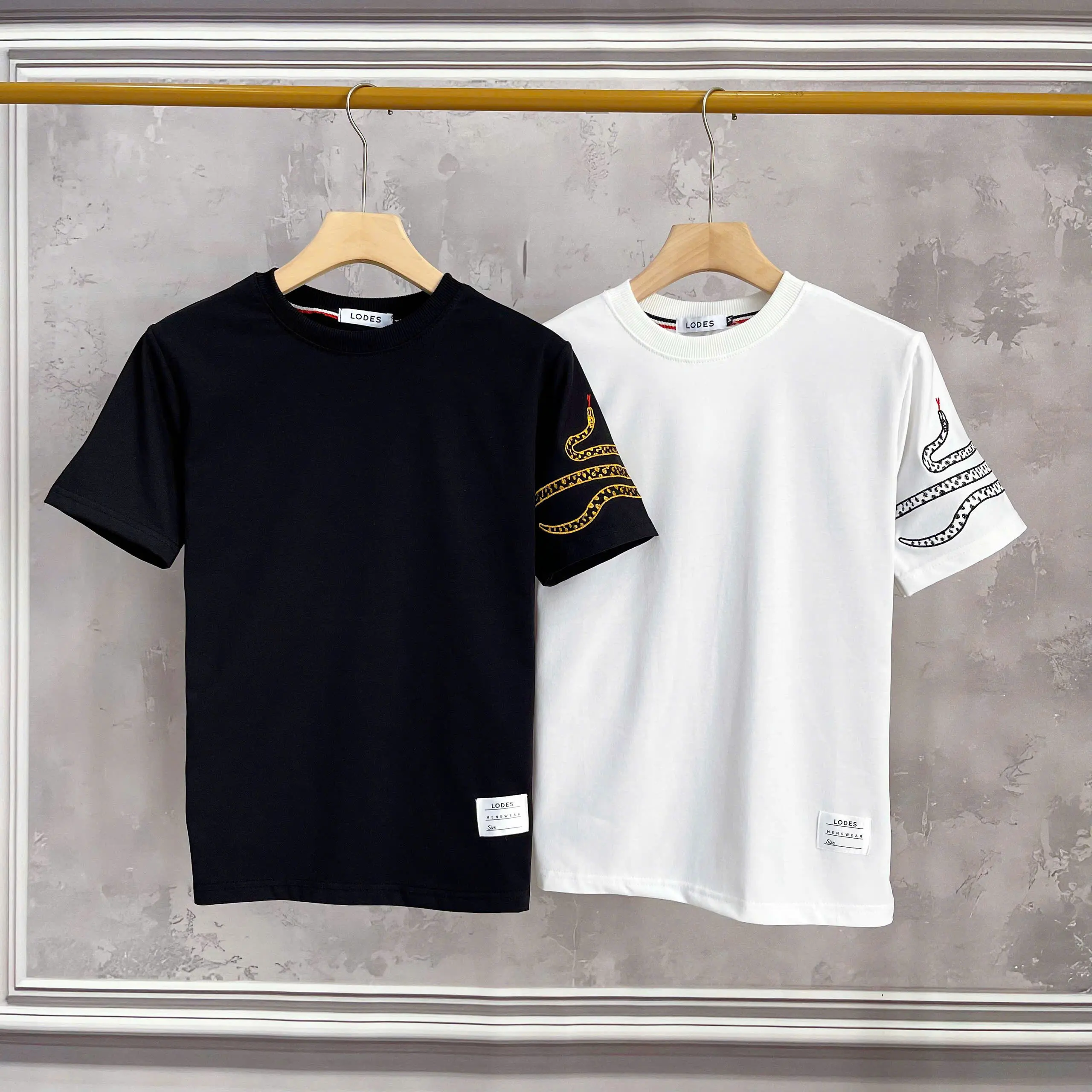 Áo thun nam cổ tròn tay thêu rắn chất cotton thoáng mát mẫu mới trẻ trung-MENSWEAR STORE