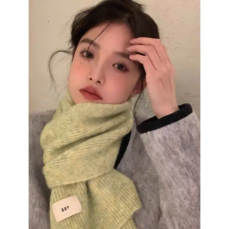 Khăn choàng len dệt kim EGG Korea sáp mềm mại, khăn quàng cổ trơn unisex chất cashmere ấm áp new 2024 6
