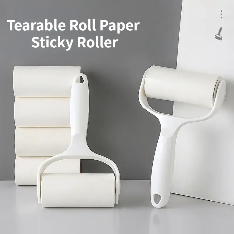 New Tearable Roll Paper Sticky Roller Dust Wiper Pet Hair Clothes Carpet Tousle Remover Portable Replaceable Cleaning Brush Tool