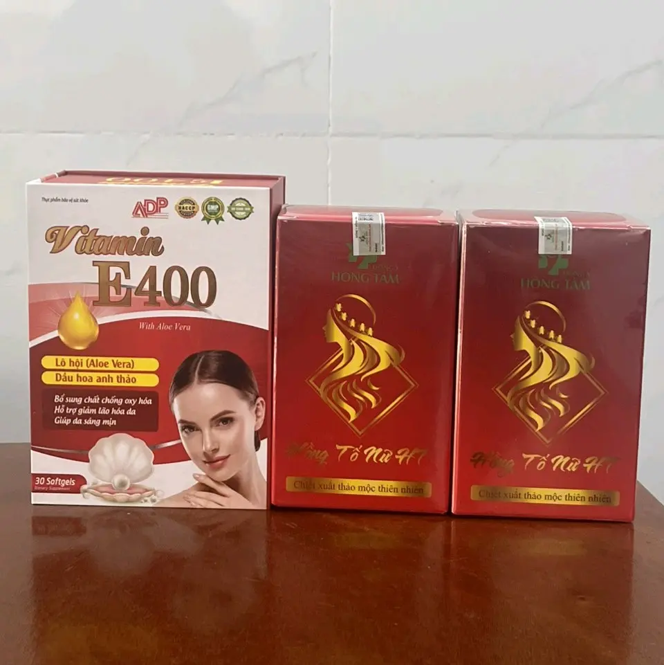 Combo 2 Hộp Viên Uống Hồng Tố Nữ Điều Kinh , Nội Tiết Màu Đỏ ( Tặng 1 Hộp Vitamin E Đỏ )