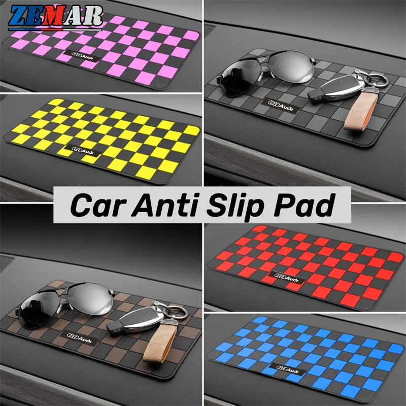 Audi New Car Dashboard Anti Slip Pad Silicone Plaid Instrument Panel Pad Car Interior Accessories for Audi A3 8l A1 Q5 TT mk2 A5 A4 B7 B8 B5 A6 C7 C6  Q7 Q3 Q2 E-tron