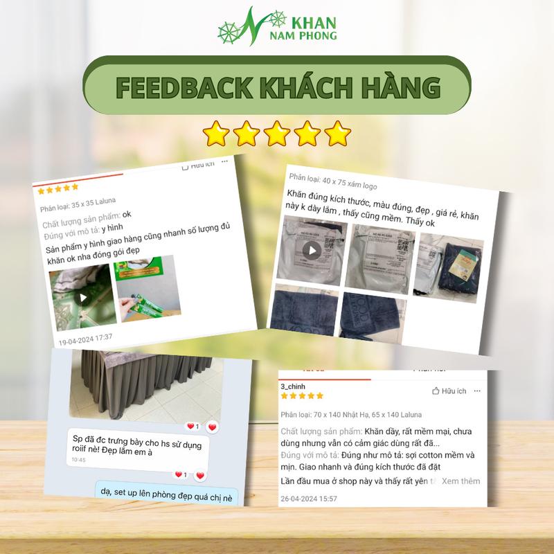Combo 4 Khăn 28x50, 35x80, 60x120 - 2 Mặt, 1 Gội, 1 Tắm Cao Cấp - Chất Liệu Sợi Cotton Mềm Mịn - Đa Dạng Màu Sắc  - Khăn Nam Phong 7