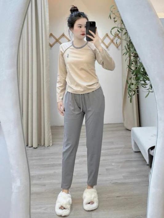 Bộ Thu Đông Dài Tay Nữ Umi Xleo Cổ Tròn Phối Viền Thêu Ngựa - Chất Liệu Mềm, Mịn, Thoáng, Không Phai Mầu Women 3