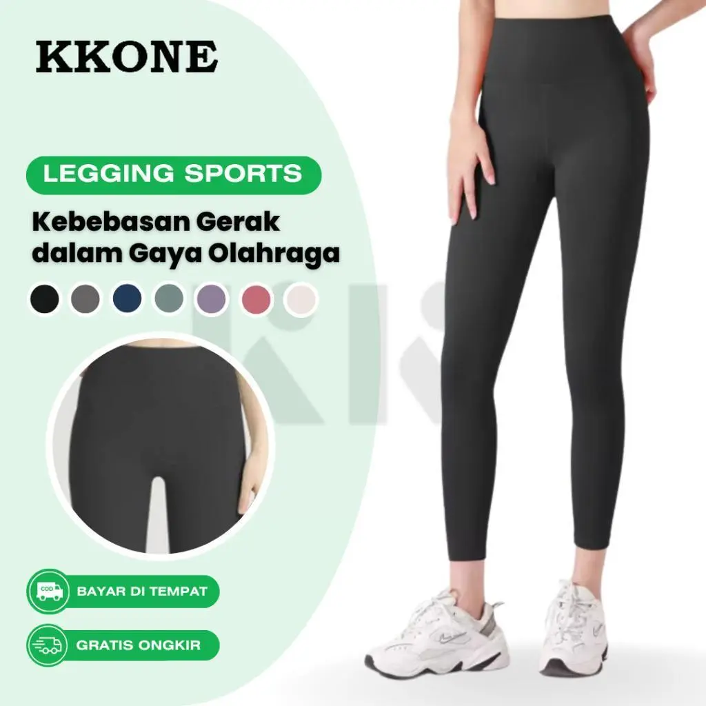 KKONE Legging Celana Olahraga Yoga Wanita Celana Senam Wanita High Waist Outdoor Pakaian Tidak Terawang Stretchy Legging Tebal Sport(L001)