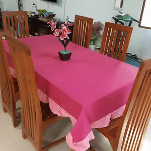 Taplak Meja Rumbai Kain Katun Polos Embos Ukuran 140x220cm Dekorasi Rumah Elegant