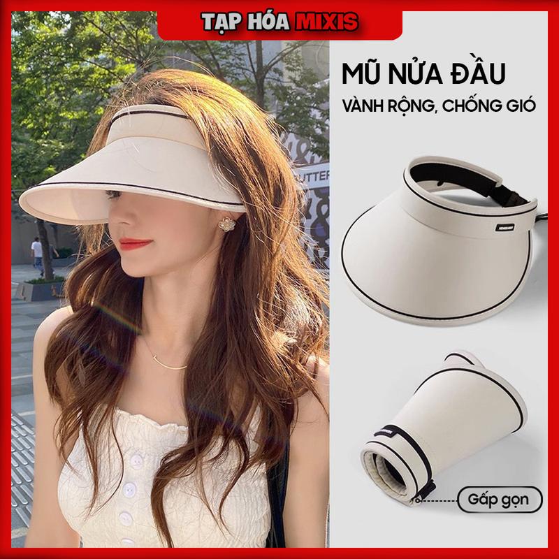 Mũ Nón rộng vành Trống nắng nửa đầu Hở Chóp nón nữ nửa đầu chống nắng chống UV và chống gió lật - GD100