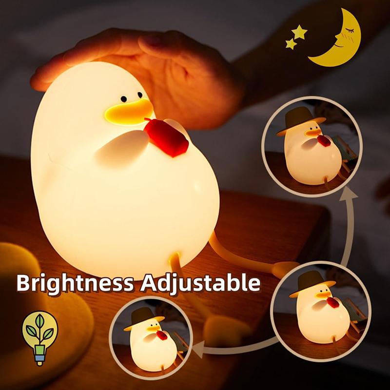 Product Introduction of Cute Duck Design Night Light, USB Rechargeable Silicone Night Light, 30 Minutes Timer & Tap Control Night Light for Kids Room Decor 7