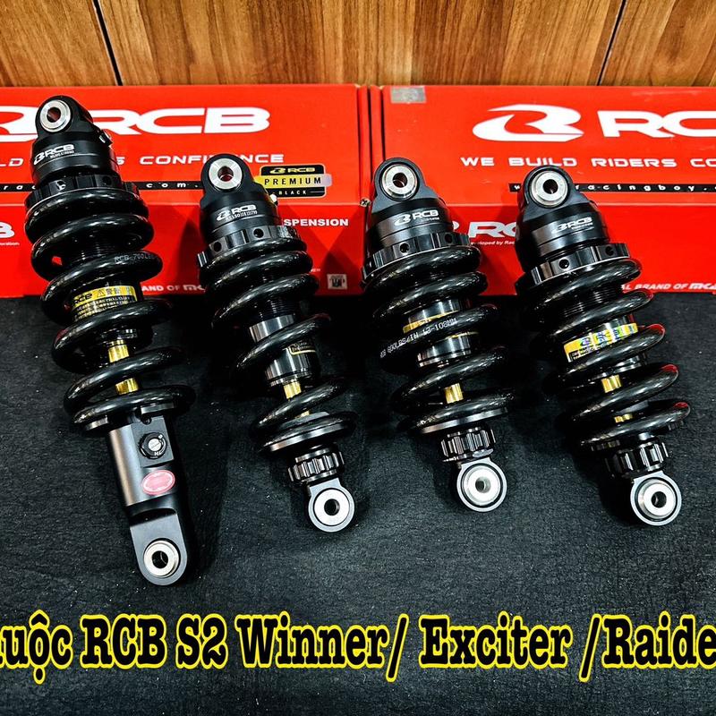 Phuộc Sau RCB S2 Ex150 / Ex135 Winner / Sonic / Raider / Satria ( Đen Ty Vàng ) Hàng Chính Hãng RCB