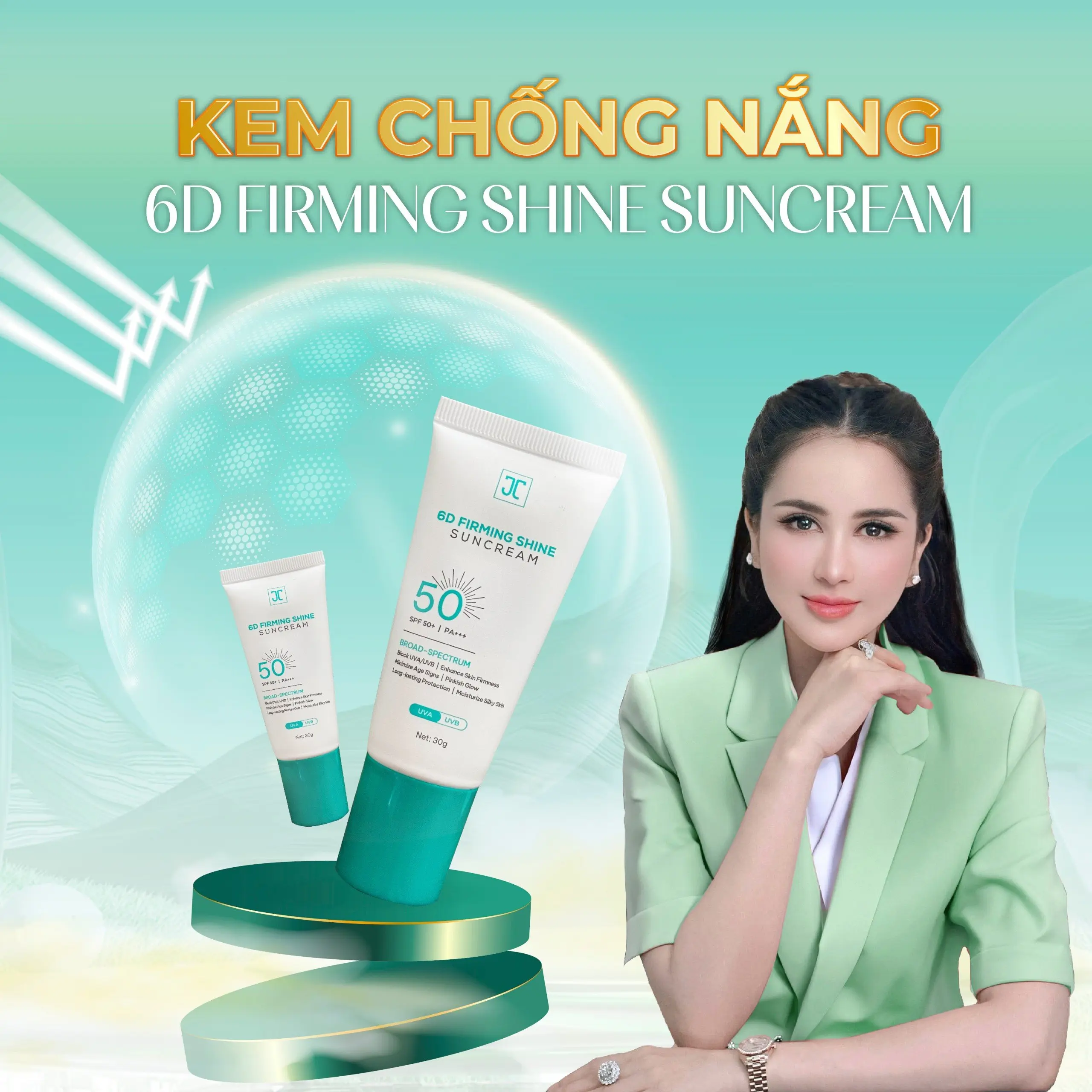 JT05 - [Tuýp 30g] Kem Chống Nắng Nhã Lê - 6D Firming Shine  Sunscreen - Chăm Sóc Da cho cả Nữ và Nam Sunscreen Nữ
