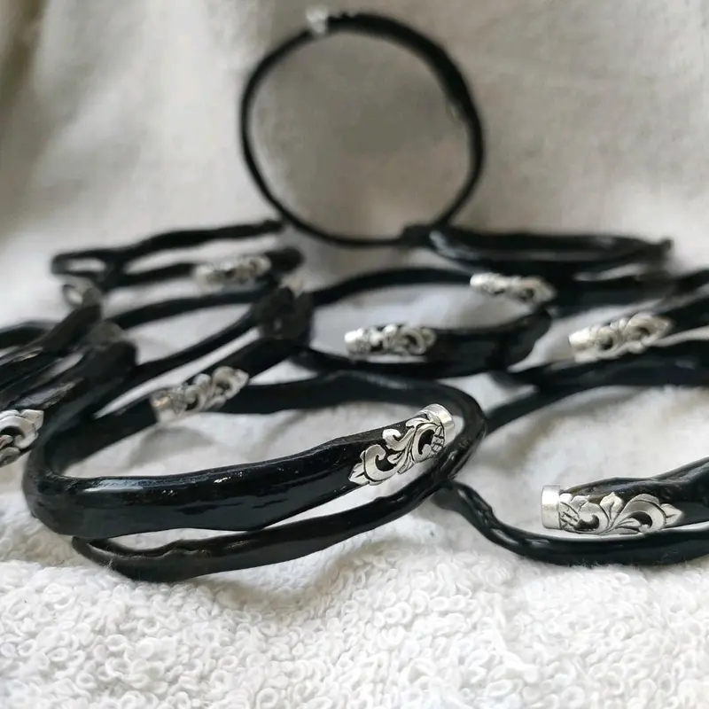 gelang akar Bahar hitam lentur minimalis Asesoris Elegan 6