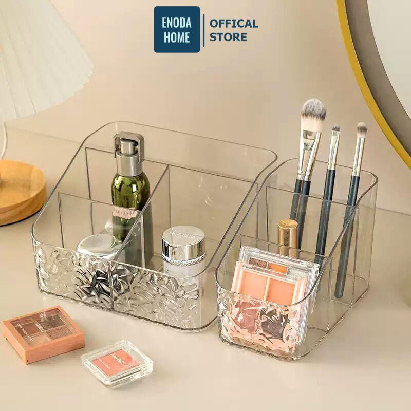  Khay Chia Ngăn Đựng Mỹ Phẩm Trong Suốt Khay Nhựa Vân Sóng Nước Tinh Tế Để Bàn P600 