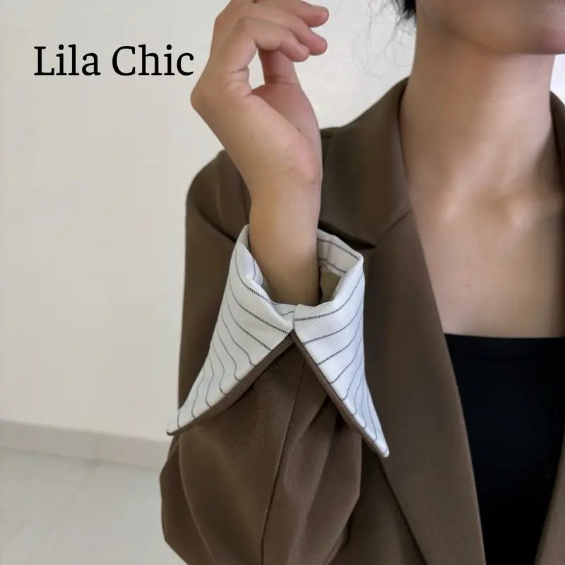 B15 Áo Blazer, Áo vest dài tay 2 lớp phối tay kẻ 2 lớp công sở thiết kế Nữ 1