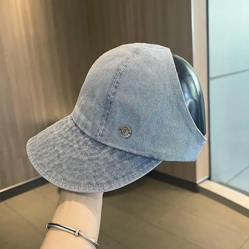 Mũ lưỡi Trai Denim, Unisex, Mũ Ngư Dân Mỏ Vịt Cổ Điển Tóc Đuôi Ngựa Cao, Chống Nắng, Mũ Chặn UV, Thích Hợp Cho Mùa Hè, Sử Dụng Ngoài Trời Hàng Ngày