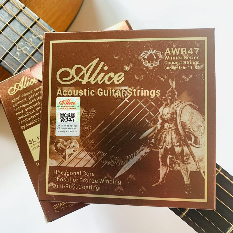 Bộ 6 dây đàn guitar Acoustic Phosphor Bronze Alice AWR47 chính hãng (11-52)