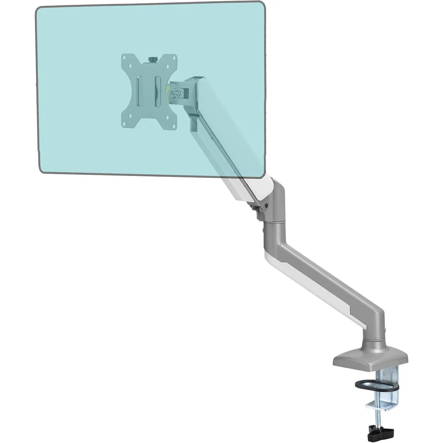 Single Monitor Arm Desk Mount for 13 to 32 Inch Screens - VESA 75 & 100mm Stand Desk Clamp - Tool Free Height Adjustment with Tilt Swivel Rotate - Increased Load Capacity from 2-9kg