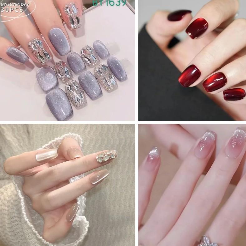 Các mã Nail mắt mèo nhiều màu_ Nailbox bền đẹp bộ 24-30 nail dành cho Nữ + được kèm phụ kiện keo dán Women pana