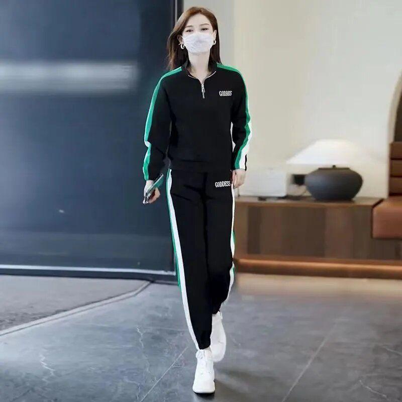 Bộ Đồ Thể Thao Cho Nữ, Bộ Đồ Thường Ngày Hàng Mới Về Mùa Xuân Và Mùa Thu 2024, Cổ Chân Đế Dáng Rộng Vừa Vặn Phong Cách Phương Tây, Thích Hợp Cho Người Trẻ, Áo Chui Đầu, Bộ Đồ Quần Áo Thể Thao 5