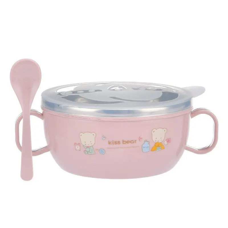 ( TẶNG KÈM THÌA )Bát ăn inox voi cách nhiệt cho bé kèm nắp và thìa tan toàn tiện lợi cho bé kem yêu bát  ăn bát  thìa  ăn  dặm  cho  bé 4
