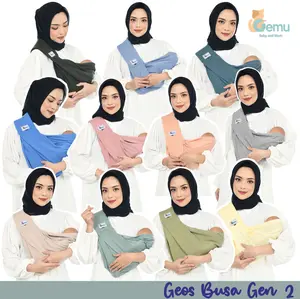 GEMUBABY Gendongan Bayi Samping Instan Geos Busa Gen Two Premium plus Pouch Perlengkapan Black Blue Bunda Yellow Strap Green