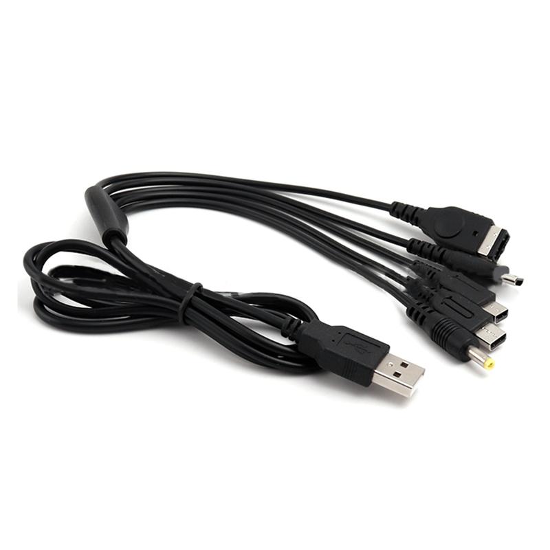 5 in 1 Charge Cable Cord for NDSL/WiiU/New 3DS XL 3DS XL 2DS DsiXL for NDS/GBASP/PSP1000 2000 3000 USB Charger 7