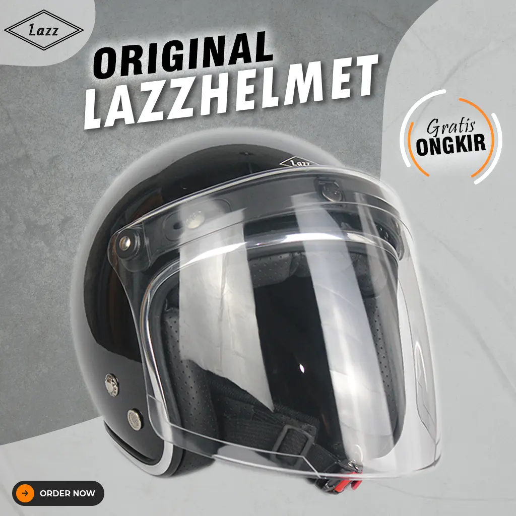 helm lazz classic pria wanita fullset kaca original