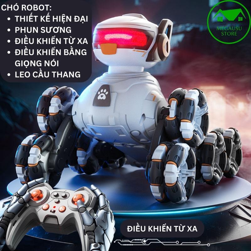 Đồ Chơi Chó Robot Điều Khiển Từ Xa 8 Bánh Xoay 360 Độ Có Đèn chạy drift Tạo Khói Bằng Hơi Nước Vượt Mọi Địa Hình Pin sạc T30