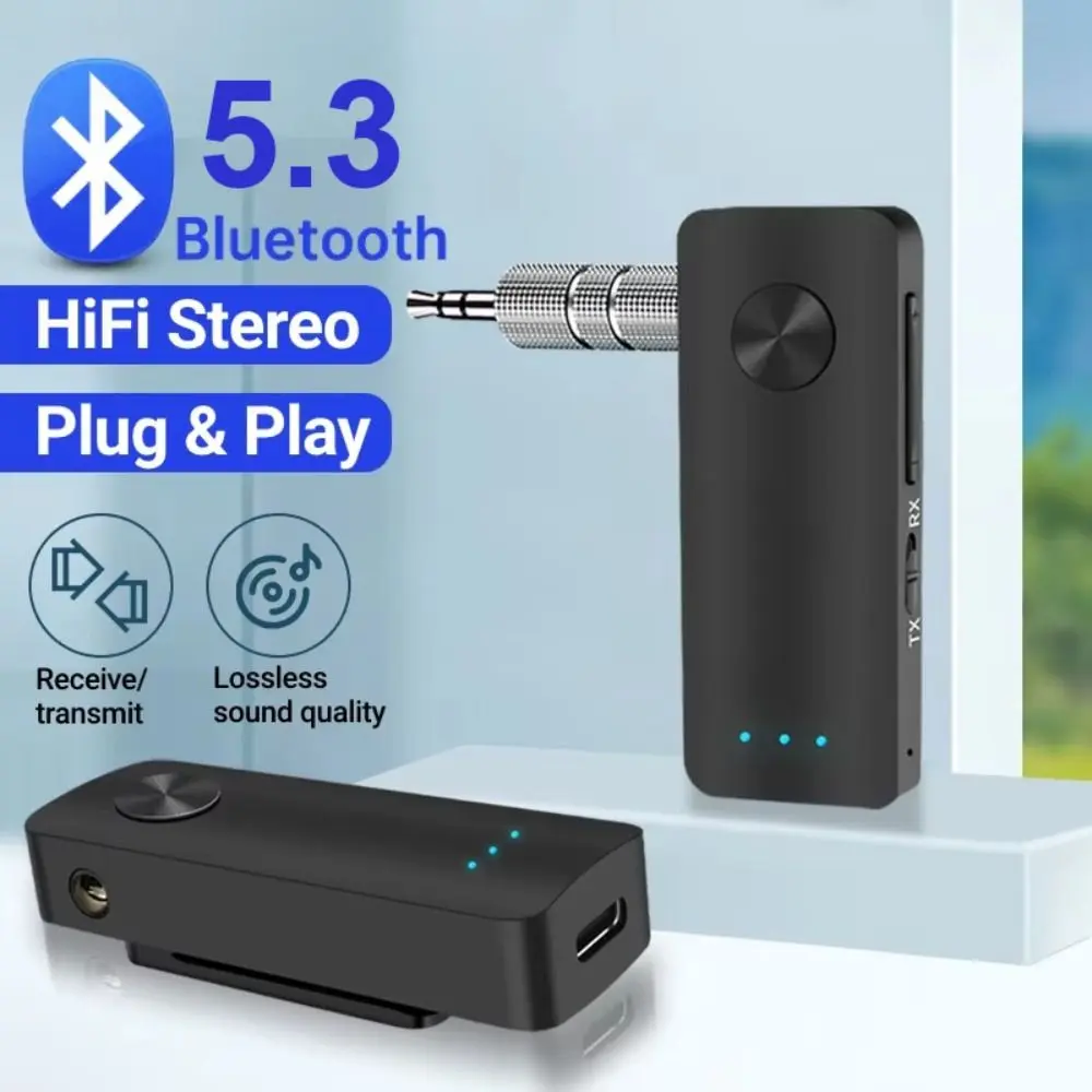NEW 3-in-1 Bluetooth 5.3 Receiver Transmitter Stereo Music Car Speaker Wireless Audio Adapter Universal PC Headphone Music Receiver
