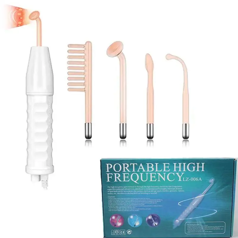 4 in 1 High Frequency Electrode Wand, Comfort Electrotherapy Glass Tube Beauty Device, Facial Skin Care Tool for Women & Men, High Frequency Wand