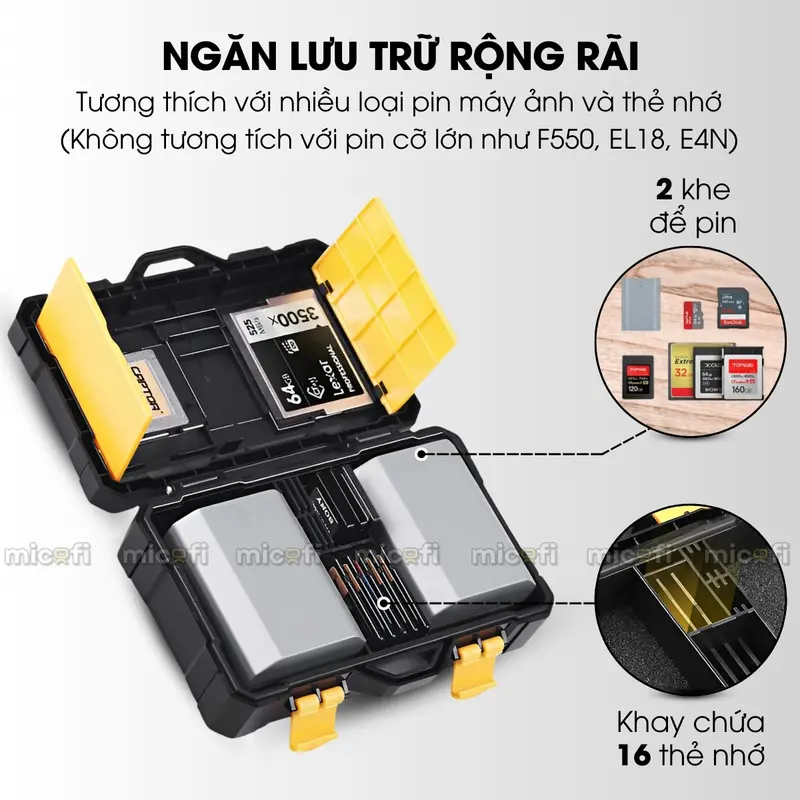 Hộp Đựng Phụ Kiện Máy Ảnh Micofi, Hộp Đựng Thẻ Nhớ, Bao Túi Để Cắm Bảo Vệ Pin SD Máy Ảnh Chống Va Đập 2