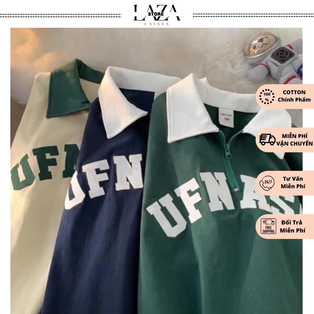 [ Rẻ Vô Địch ] Áo thun có cổ , áo polo tay lỡ form rộng unisex có khoá cổ - UFN