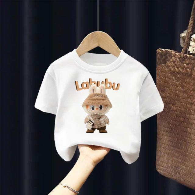 Áo Thun Bé Trai Bé Gái-Thủy Tiên- In labubu dê thương , vải cotton, từ 11-32 kg
