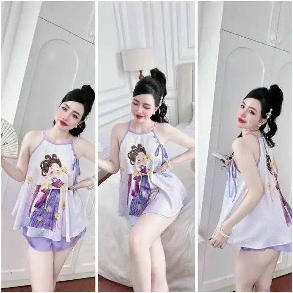 [40-85kg]Séc đồ bộ yếm chất vải lụa phi lụa l1 dành cho nữ trong dịp hè ! | BigBuy360 - bigbuy360.vn