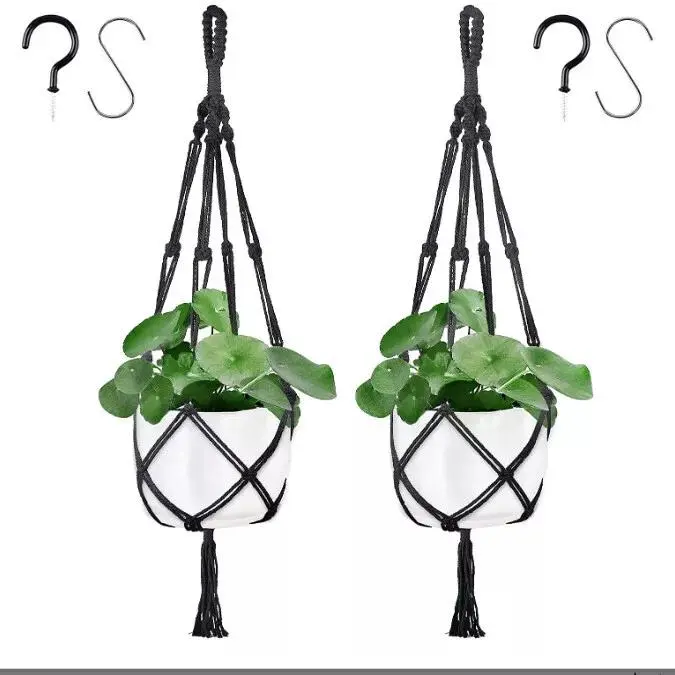 2x MACRAME JUTE PLANT HANGER FLOWER POT HOLDER WALL ART GARDEN HANGING ROPE 2025 UK STOCK 7