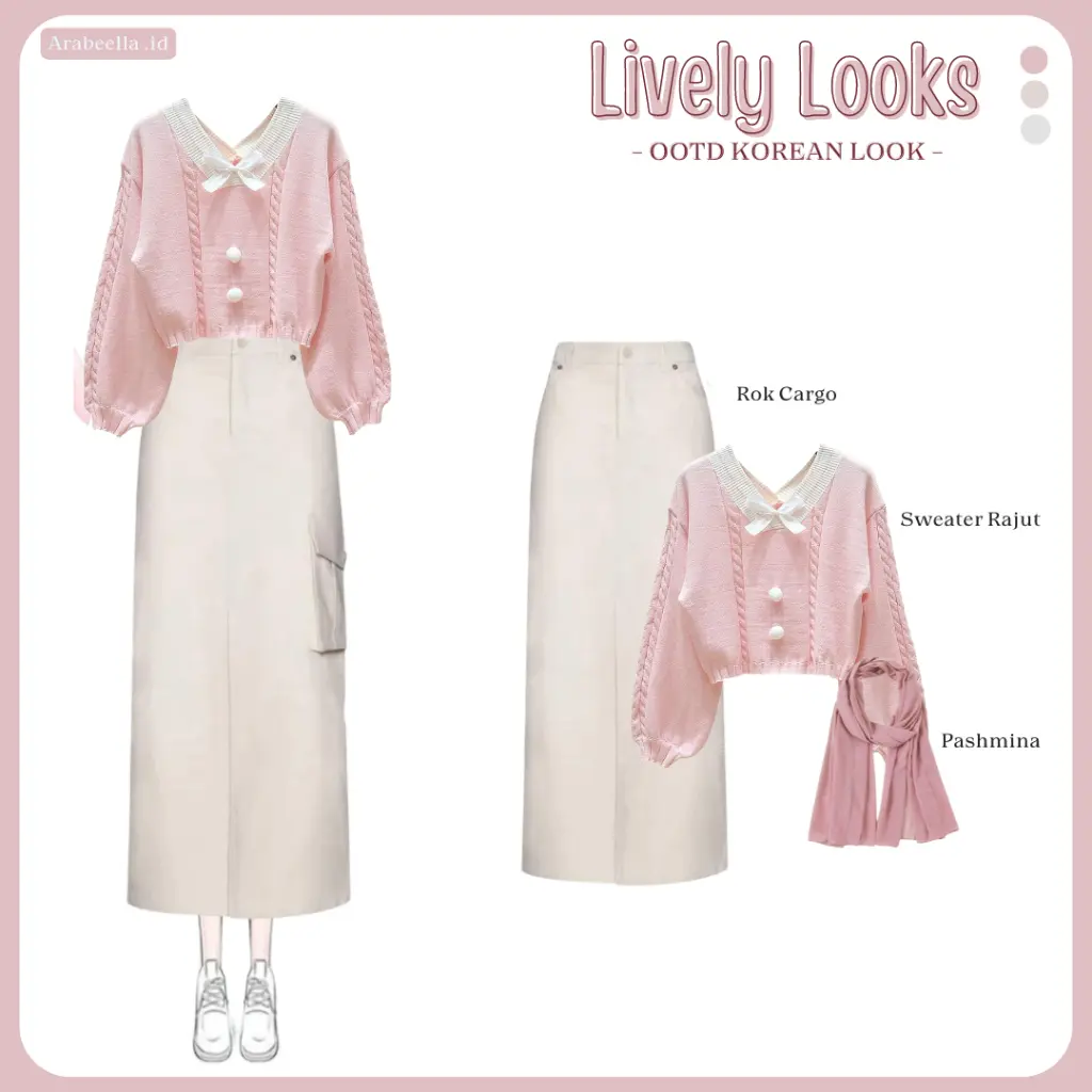 RAMADHAN SALE Setelan Wanita Lively, Rok Cargo, Sweater Rajut, Pashmina Jersey, Outfit Casual, Oneset Korean Panjang Kombinasi Celana Jumpsuit