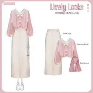 RAMADHAN SALE Setelan Wanita Lively, Rok Cargo, Sweater Rajut, Pashmina Jersey, Outfit Casual, Oneset Korean Panjang Kombinasi Celana Jumpsuit