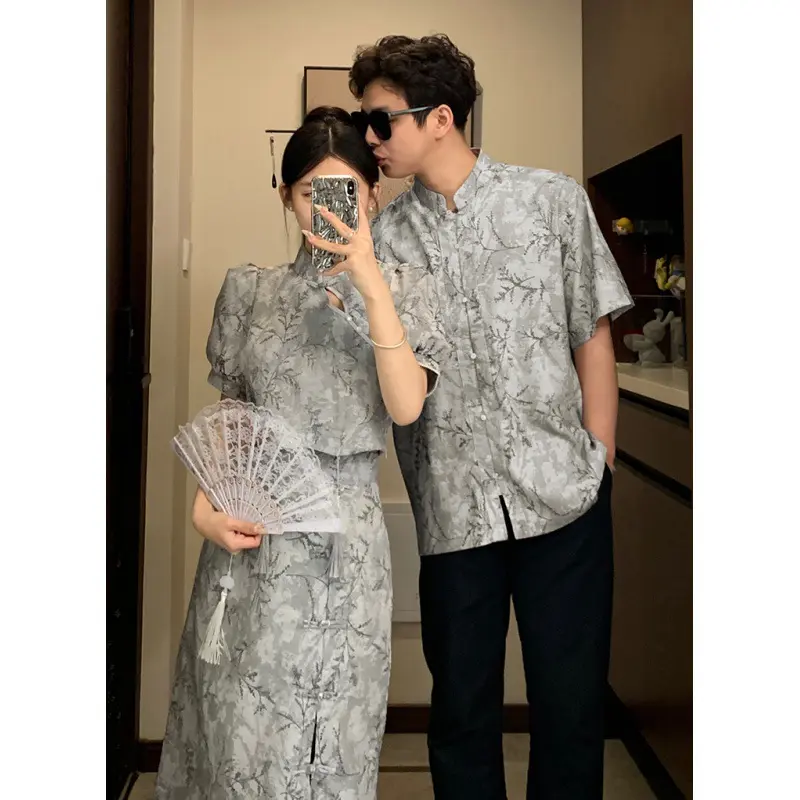 2024 Sleeping Season New Couple Clothes New Chinese Short Sleeve T-shirt Different Men and Women