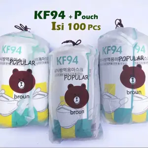 [BS] Paket Bundle Masker KF94 Elegan (Masker KF94 isi 100 Pcs + Bonus Pouch) maskerkf94 bentuku