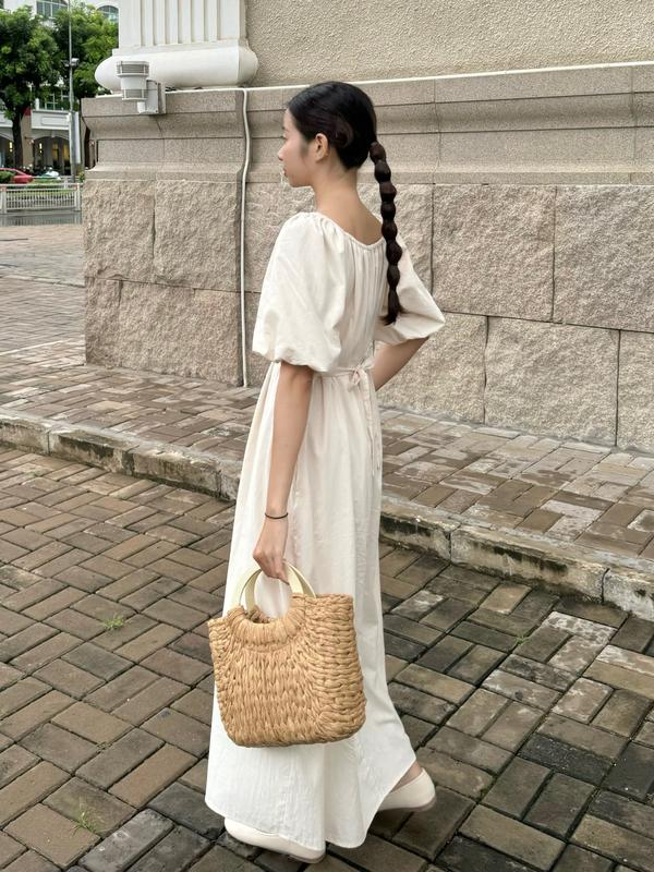 Đầm linen tay lỡ phồng mặc được nhiều kiểu | SOMS | Butter Dress