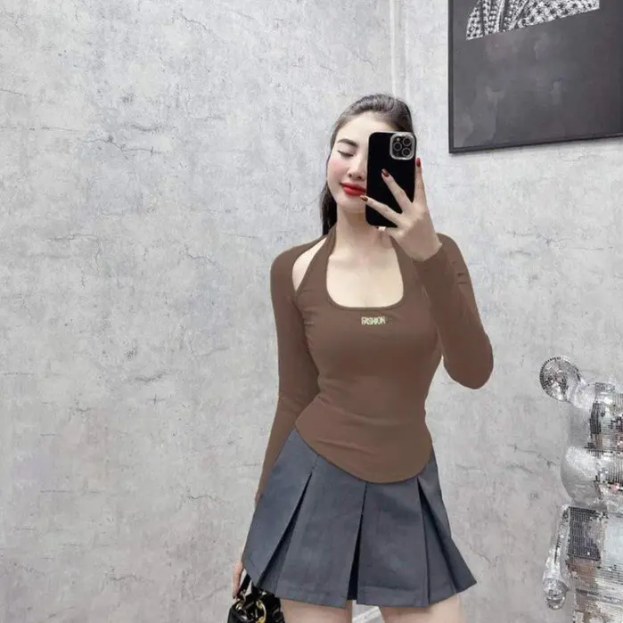Áo Thun Nữ Tay Dài Kèm Phụ Kiện - Bigsize 45-85kg, Chất Tăm Lạnh Thoải Mái  Women