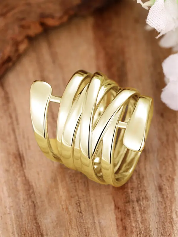 Vintage Hollow Out Geometric Design Wrap Ring, Fashion Accessories for Women, Trendy All-match & Exquisite Jewelry for Birthday Gift 4