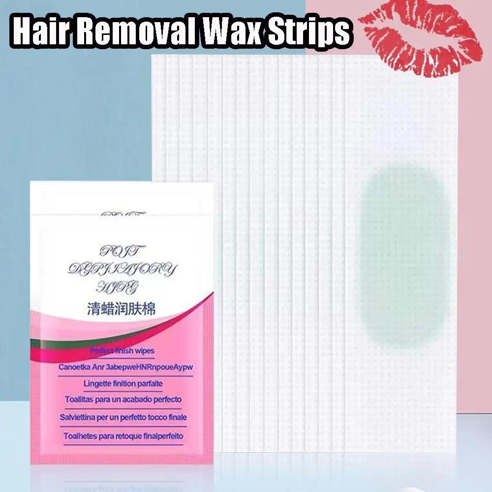 ement New Convenient Hair Removal Wax Strips Wax Strip Facial Hair Removal Hair Removal Patches Painless Safe Waxing Wipe Sticker for Face Leg Lip Eyebrow Leg Arm Body