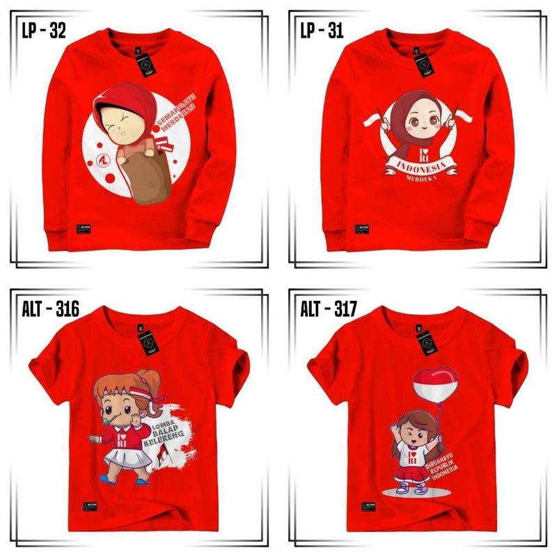 BAJU ATASAN ANAK PEREMPUAN LENGAN PANJANG 1-10 TAHUN MOTIF GARUDA 17 AGUSTUS // KAOS PEREMPUAN ALTHA EDISI KEMERDEKAAN INDONESIA 0