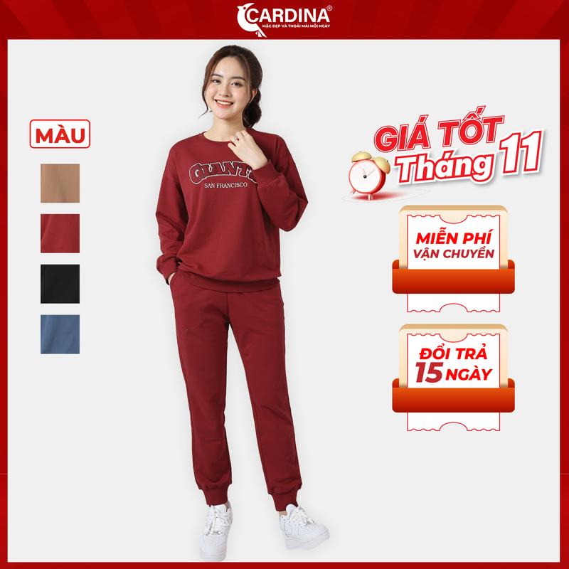  Đồ Bộ Nữ CARDINA Chất Nỉ Cao Cấp In Chữ Dáng Thể Thao Năng Động 2NiF02 Sport Chạy Bộ 